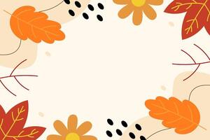 Hand drawn leaves autumn flat design illustration vector background template