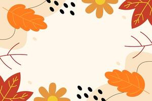 Hand drawn leaves autumn flat design illustration vector background template