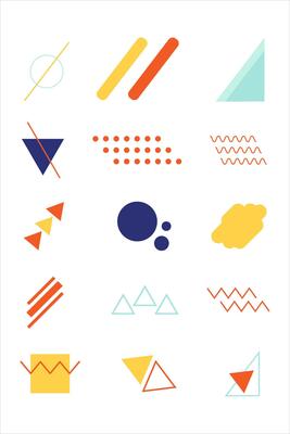 Flat abstract geometric wallpaper vector element bundle