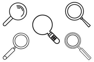 Magnifying glass outline vector on white background illustration