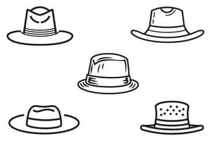 Hat Cup Hand Drawn Set Vector On White Background