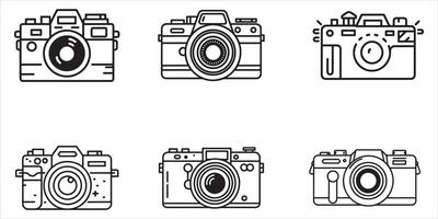 A black and white drawing of a camera Vector illustration