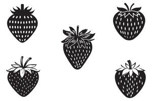 Strawberry Icon Set Outline Silhouette Icons In White Background vector