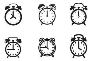 Alarm Clock Set Vector Icon On White Background illustration