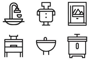 Plumber Tools Outline Vector On White Background