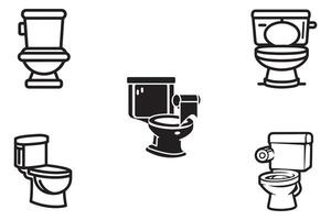 Toilet Bowl Set Vector Icon On White Background illustration