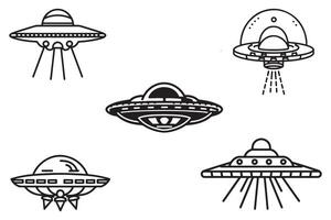 Flying Ufo outline vector on white background illustration