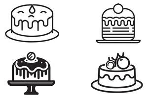 Big Cake set outline vector on white background illustration