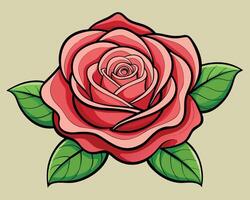 Red rose flower vector illustration on white background