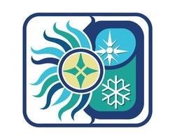 logo aire acondicionamiento cuadrado copo de nieve Dom vector ilustración