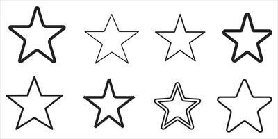 Star Set Outline Vector On White Background