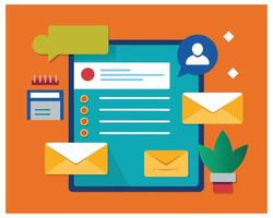 E-mail envelope marketing message and icons vector illustration