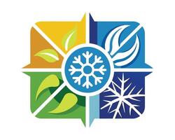 Logo Air Conditioning Square Snowflake Sun vector illustration