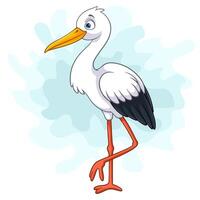 Cartoon white stork on white background vector