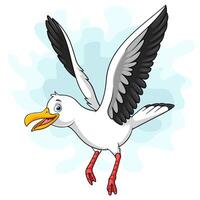 Cartoon cute smiling seagull flying vector