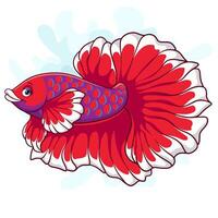 dibujos animados contento Betta pescado en blanco antecedentes vector