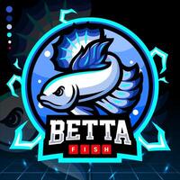 azul borde Betta pescado mascota. deporte logo diseño vector