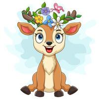 Cute deer laying in the grass vector