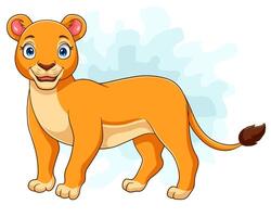 Cartoon happy female lion isolated on white background vector