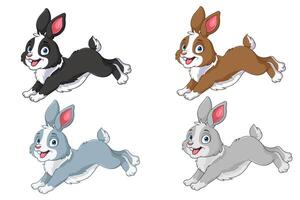 type of cute bunny collection set isolated on white background vector