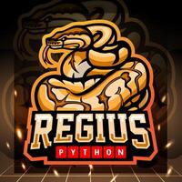 Regius python or Ball python mascot. esport logo design. Vector illustration