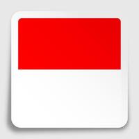 Republic of Indonesia flag icon on paper square sticker with shadow. Button for mobile application or web. Vector