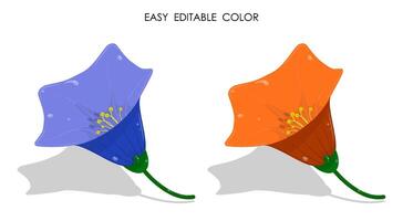 Realistic flower bell in cartoon style. Summer flowers for bouquet and decoration. Isolated vector on white background