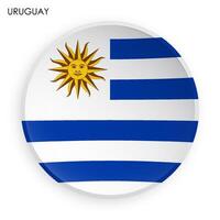 URUGUAY flag icon in modern neomorphism style. Button for mobile application or web. Vector on white background