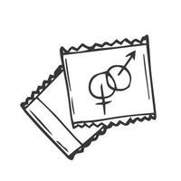 condom doodle icon, vector illustration