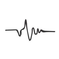 Heart rate icon in doodle sketch lines. Human pulse line beep graph in vector