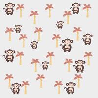 Childish Seamless Pattern With Cute Monkey Holding Banana And Banana Tree Creative Texture For Fabric And Textile Stock Illustration vector