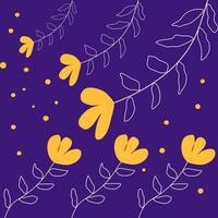 Hand Drawn Modern Abstract Yellow Flowers on Purple Background suitable for Fabric, Textile Design, Bed Sheet, Sofa Pillow Pattern, Stationery, Wrapping paper vector