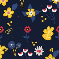 Hand Drawn Abstract Modern Bright Flowers Pattern Suitable For Fabric, Textile Design, Kids Clothing, Bed Sheet, Sofa Pillow Pattern, Stationery, Wrapping paper vector