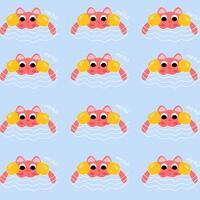 seamless pattern summer illustration of a cute pink cat swim with hand float suitable for Wallpaper, Fabric, Textile Design, Bed Sheet, Sofa Pillow Pattern, Stationery, Wrapping paper, bag, tote bag vector