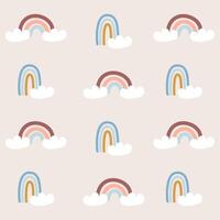 Seamless pattern bohemian style with rainbow with cloud, childish nursery pattern suitable for children product design vector