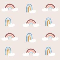 Seamless pattern bohemian style with rainbow with cloud, childish nursery pattern suitable for children product design vector