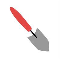 Small garden shovel icon, trowel doodle, vector illustration of gardening equipment, agriculture instruments, farming work tools, isolated colored clipart on white background