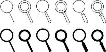 magnifying glass set icon, search symbol. isolated simple vector. design for applications and web. vector