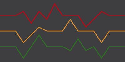 corazón Velocidad monitor gráfico fondo, rojo amarillo verde. línea vector aislado en negro antecedentes. moderno y sencillo diseño