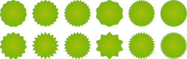 green starburst sticker set icon. star stickers, price stickers, label stickers, quality marks. isolated and empty vector. design can be edited vector