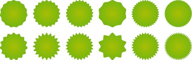 green starburst sticker set icon. star stickers, price stickers, label stickers, quality marks. isolated and empty vector. design can be edited vector