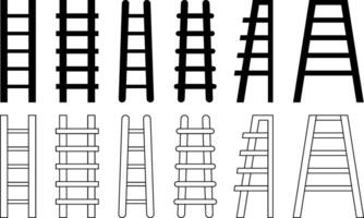 construction scaffolding ladder set icon. isolated simple silhouette and line design. editable vector. vector