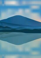 mountain and sky reflected on sea water vector shape for element design.