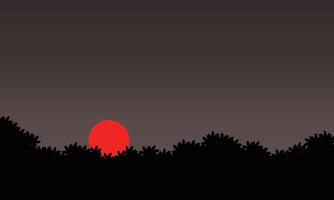 Sun red wolves landscape vector shape for background design.