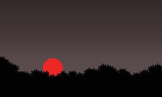 Sun red wolves landscape vector shape for background design.