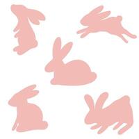 Bunnies set flat design rabbits springtime vector