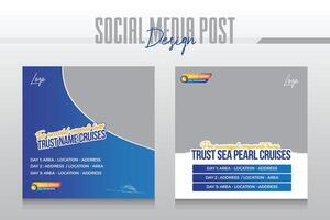Cruise Ship Travel holiday vacation social media post web banner vector