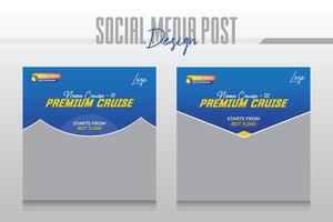 Cruise Ship Travel holiday vacation social media post web banner vector