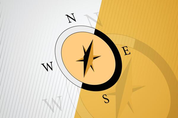 Peaceful vintage directional compass background.