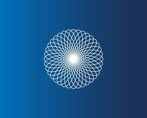 Spirograph abstract element on blue background. Vector illustration.
